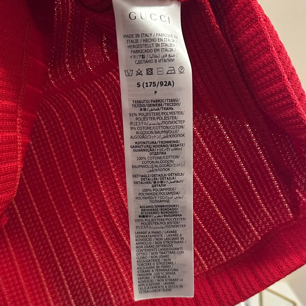 Gucci  x Adidas Red Ribbed Short-Sleeve Knit Top with Green Trim - with COA - Picture 2 of 5